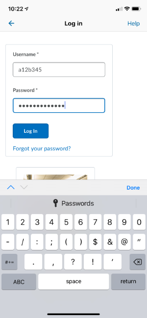 username and password box