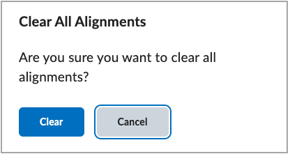The Clear All Alignments dialog requires you to verify that you intend to clear all alignments