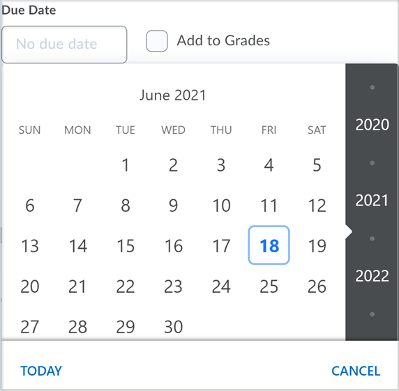 Figure: The date picker component in Activity Feed prior to the update