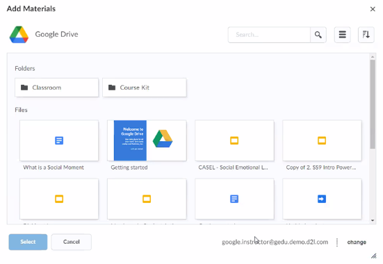 New Google File Picker displaying inside Google Drive